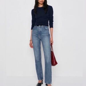 Reformation Cynthia Straight Long High-Rise Jeans - Light Blue Wash Size 26